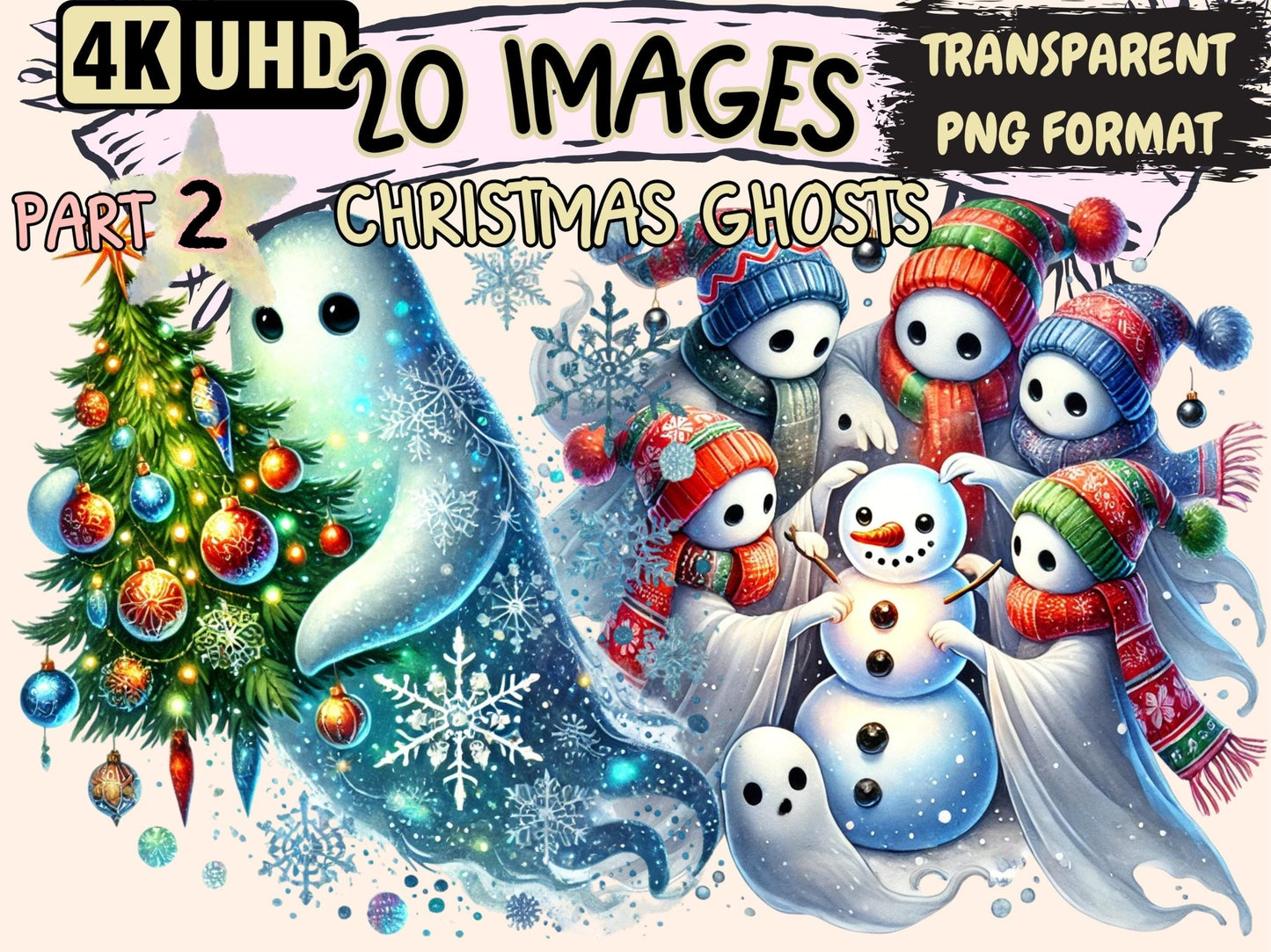 Christmas Ghosts (P2) Clipart - High - Quality Instant Digital Download for Creative Projects