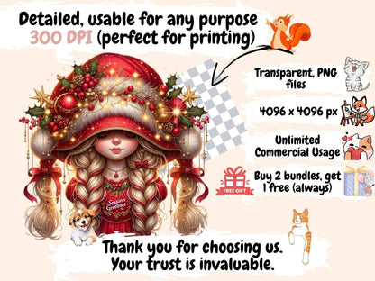 Christmas Girl Gnomes Clipart Christmas clip art - Wonders Artist