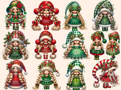 Christmas Girl Gnomes Clipart Christmas clip art - Wonders Artist