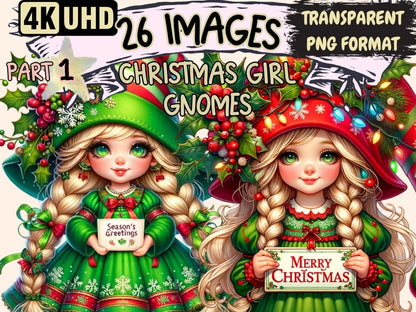 Christmas Girl Gnomes Clipart Christmas clip art - Wonders Artist
