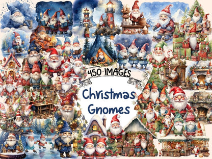 Christmas Gnomes Watercolor Clipart christmas clipart - Wonders Artist