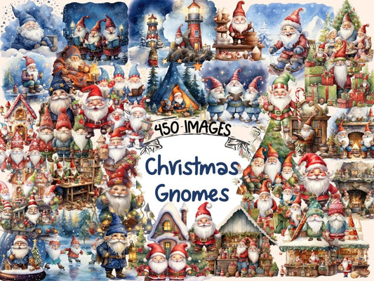 Christmas Gnomes Watercolor Clipart christmas clipart - Wonders Artist
