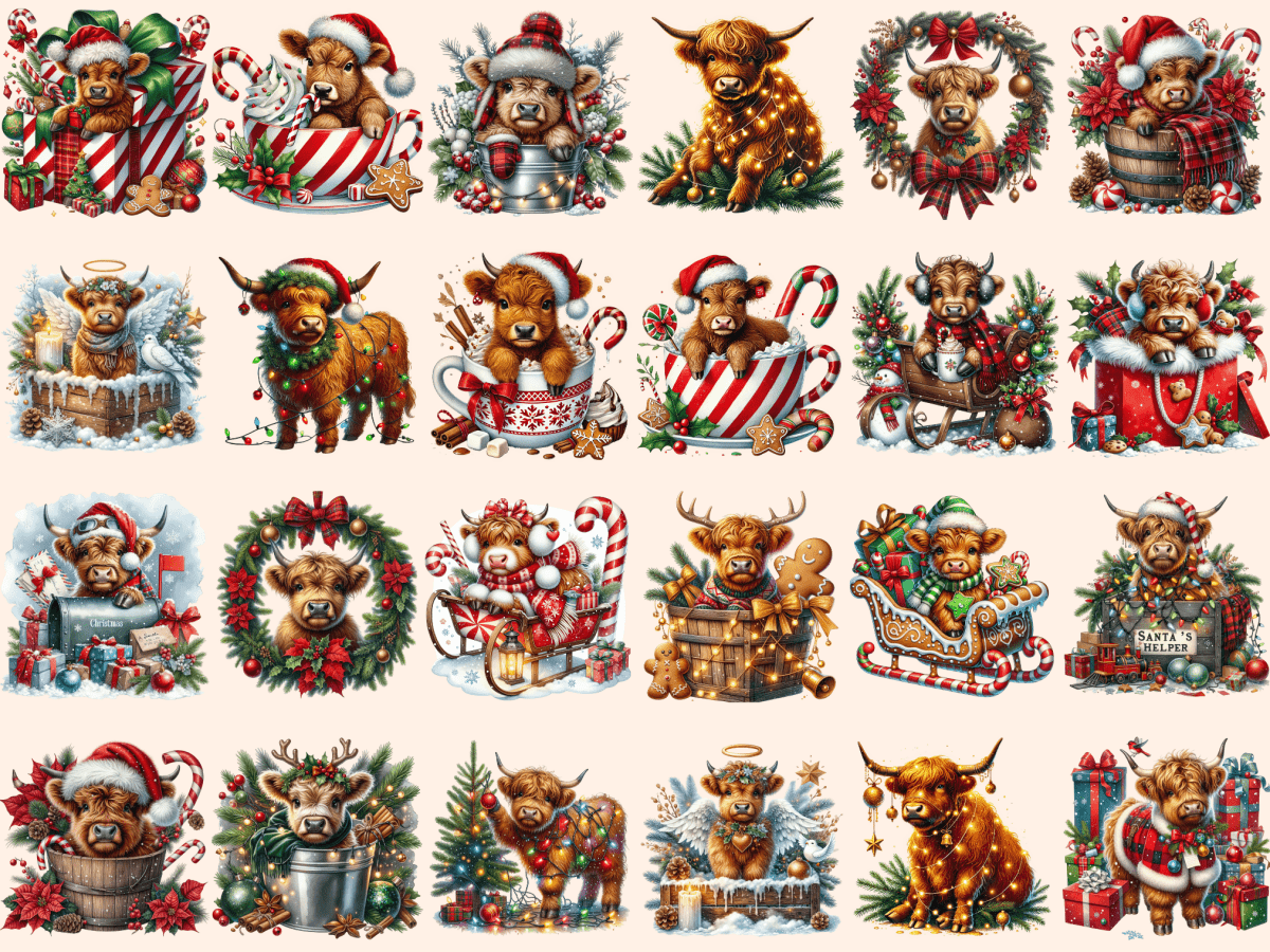 Christmas Highland Cows Clipart autopost christmas animals christmas cow png - WondersArtist