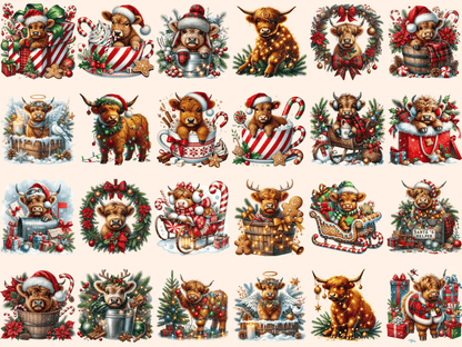 Christmas Highland Cows Clipart autopost christmas animals christmas cow png - WondersArtist