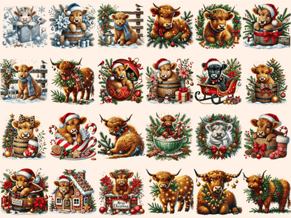 Christmas Highland Cows Clipart autopost christmas animals christmas cow png - WondersArtist