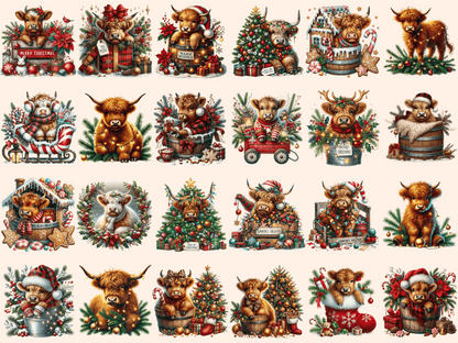 Christmas Highland Cows Clipart autopost christmas animals christmas cow png - WondersArtist