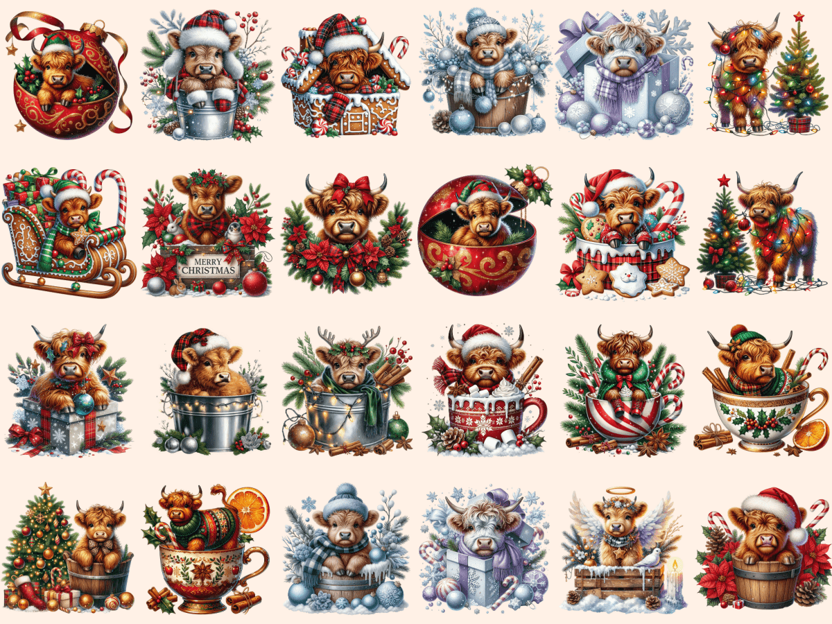 Christmas Highland Cows Clipart autopost christmas animals christmas cow png - WondersArtist