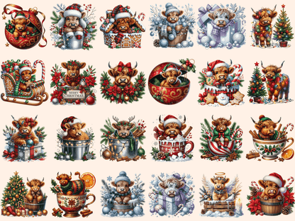 Christmas Highland Cows Clipart autopost christmas animals christmas cow png - WondersArtist