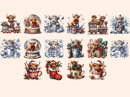 Christmas Highland Cows Clipart autopost christmas animals christmas cow png - WondersArtist