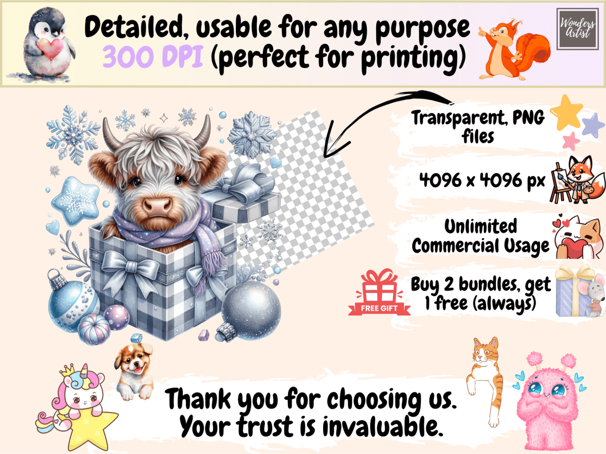 Christmas Highland Cows Clipart autopost christmas animals christmas cow png - WondersArtist