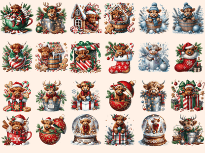 Christmas Highland Cows Clipart autopost christmas animals christmas cow png - WondersArtist