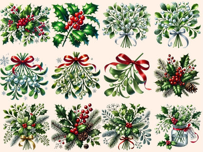 Christmas Holly & Mistletoe Clipart christmas clipart - Wonders Artist