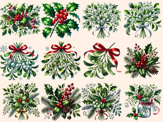 Christmas Holly & Mistletoe Clipart