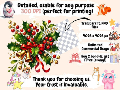 Christmas Holly & Mistletoe (P2) Clipart Christmas Greenery - Wonders Artist