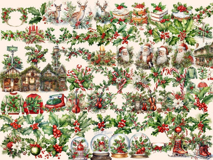 Christmas Holly Watercolor Clipart christmas clipart - Wonders Artist