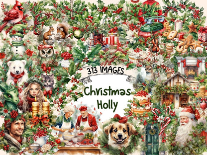 Christmas Holly Watercolor Clipart christmas clipart - Wonders Artist