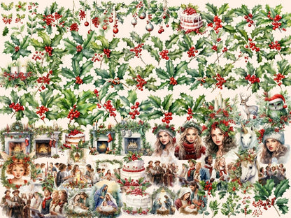 Christmas Holly Watercolor Clipart christmas clipart - Wonders Artist