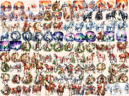 Christmas Horses Watercolor Clipart christmas horse png - Wonders Artist