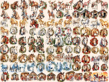 Christmas Horses Watercolor Clipart christmas horse png - Wonders Artist
