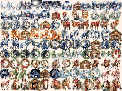 Christmas Horses Watercolor Clipart christmas horse png - Wonders Artist