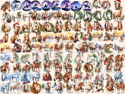 Christmas Horses Watercolor Clipart christmas horse png - Wonders Artist