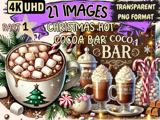 Christmas Hot Cocoa Bar Clipart - High - Quality Instant Digital Download for Creative Projects