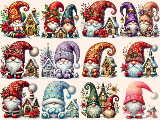 Vánoční domečkové skřítky (P2) Clipart