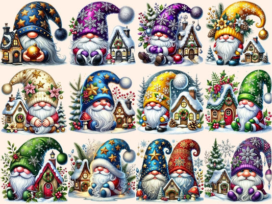 Vánoční domečkové skřítky (P3) Clipart