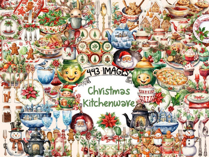 Christmas Kitchenware Watercolor Clipart christmas clipart - Wonders Artist