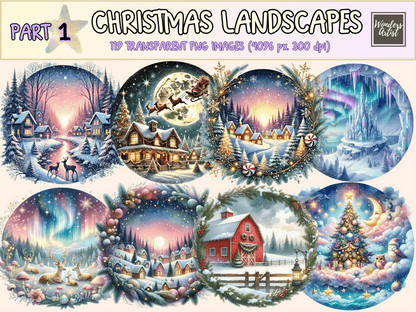 Christmas Landscapes Clipart autopost Christmas artwork Christmas decor - WondersArtist