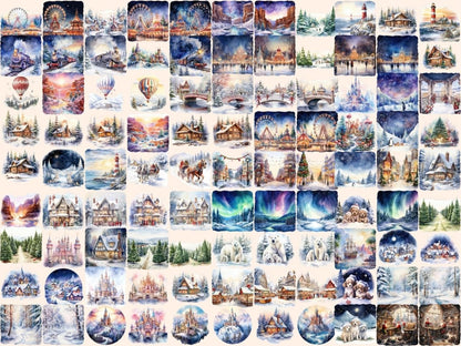 Christmas Landscapes Watercolor Clipart christmas background - Wonders Artist