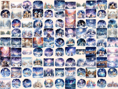 Christmas Landscapes Watercolor Clipart christmas background - Wonders Artist