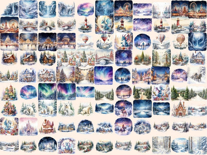 Christmas Landscapes Watercolor Clipart christmas background - Wonders Artist