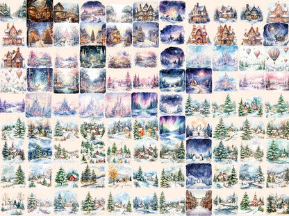 Christmas Landscapes Watercolor Clipart christmas background - Wonders Artist
