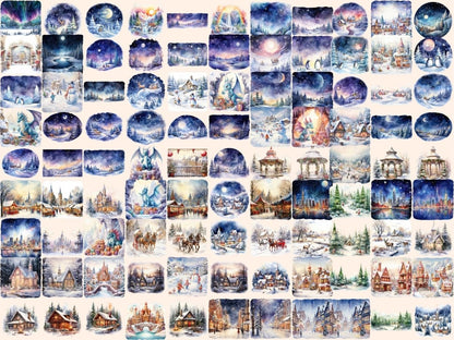 Christmas Landscapes Watercolor Clipart christmas background - Wonders Artist