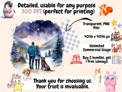 Christmas Landscapes Watercolor Clipart christmas background - Wonders Artist