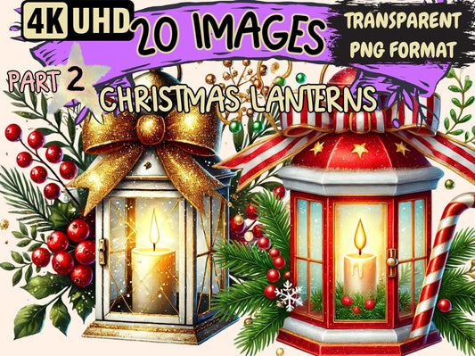 Christmas Lanterns (P2) Clipart - High - Quality Instant Digital Download for Creative Projects