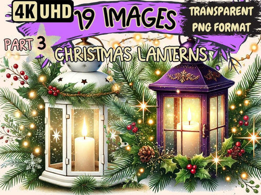 Christmas Lanterns (P3) Clipart - High - Quality Instant Digital Download for Creative Projects