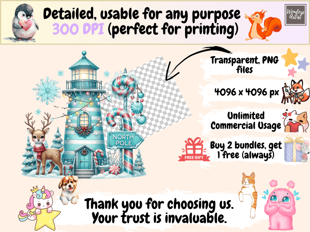 Christmas Lighthouses Clipart autopost Christmas Beacon Art Christmas Lighthouse - WondersArtist