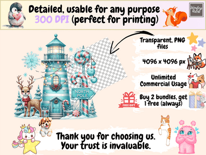 Christmas Lighthouses Clipart autopost Christmas Beacon Art Christmas Lighthouse - WondersArtist