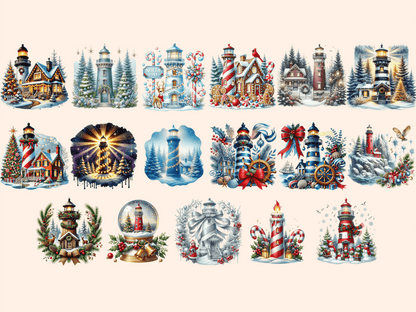 Christmas Lighthouses Clipart autopost Christmas Beacon Art Christmas Lighthouse - WondersArtist