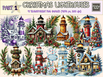 Christmas Lighthouses Clipart autopost Christmas Beacon Art Christmas Lighthouse - WondersArtist