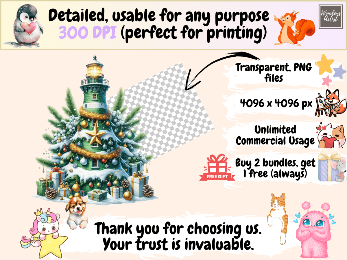 Christmas Lighthouses (P2) Clipart autopost Christmas Beacon Art Christmas Lighthouse - WondersArtist