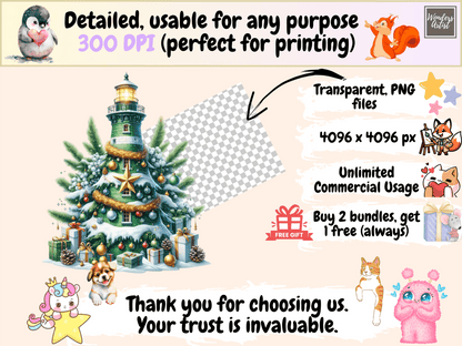 Christmas Lighthouses (P2) Clipart autopost Christmas Beacon Art Christmas Lighthouse - WondersArtist