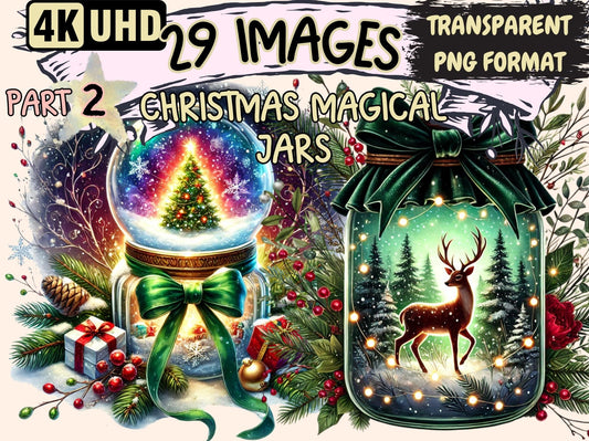 Christmas Magical Jars (P2) Clipart - High - Quality Instant Digital Download for Creative Projects