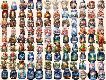 Christmas Magical Jars Watercolor Clipart christmas bottle png - Wonders Artist