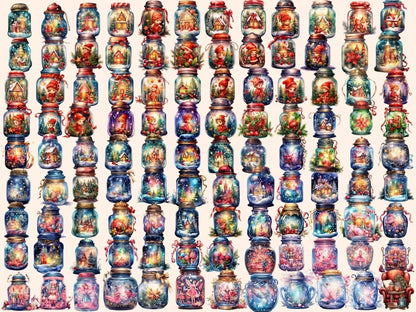 Christmas Magical Jars Watercolor Clipart christmas bottle png - Wonders Artist