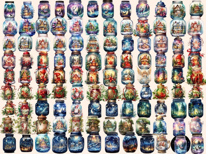 Christmas Magical Jars Watercolor Clipart christmas bottle png - Wonders Artist