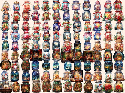 Christmas Magical Jars Watercolor Clipart christmas bottle png - Wonders Artist