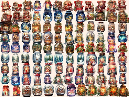 Christmas Magical Jars Watercolor Clipart christmas bottle png - Wonders Artist